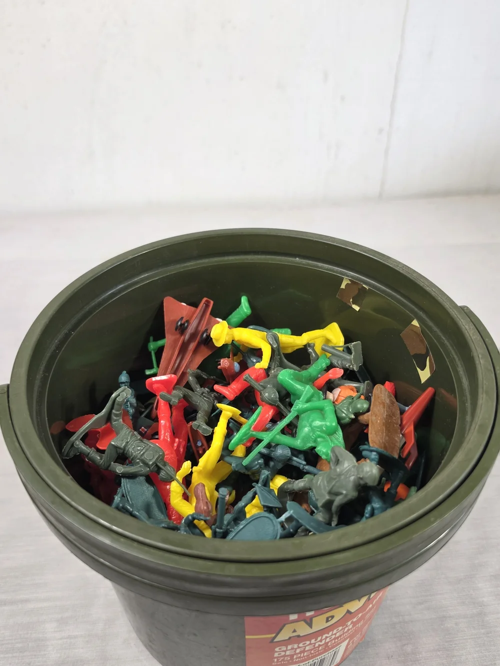 Vintage Tyco Super Blocks Military Bucket Lot w/ Plastic Cowboys Indians Figure